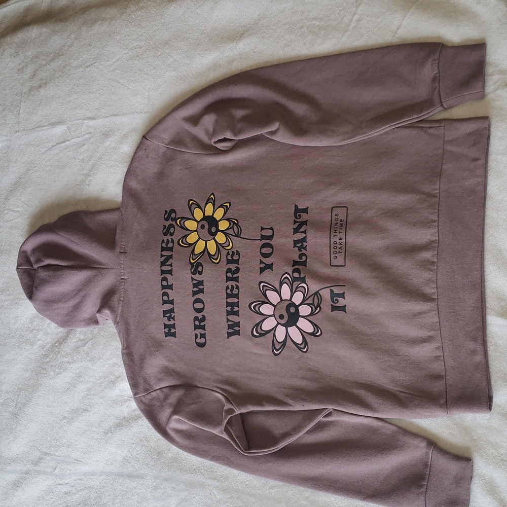 Fifth Sun Happiness Grows Purple Hoodie XS Nwt